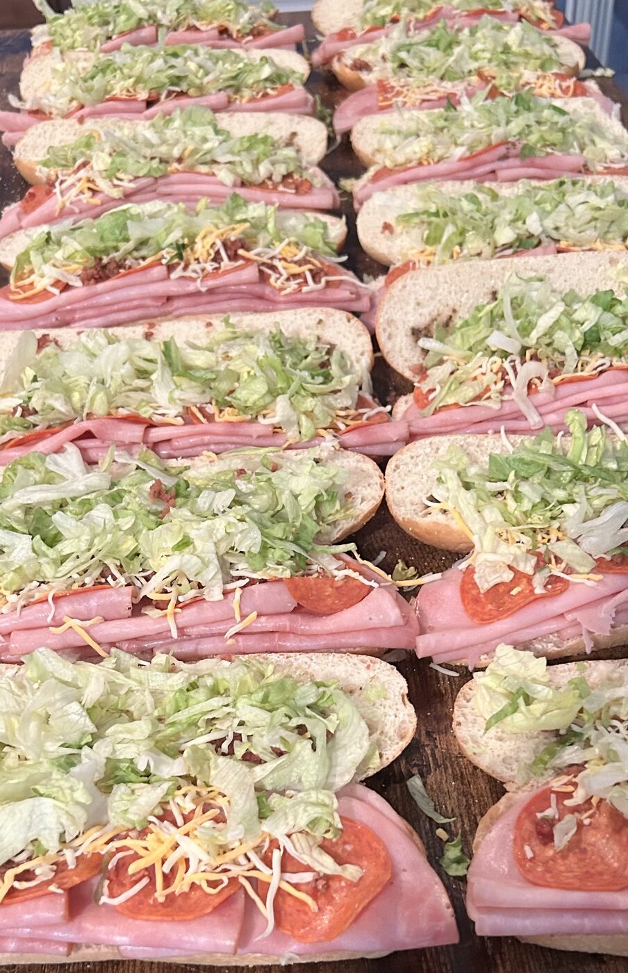 Sub sandwich platter built for corporate boxed lunch catering
